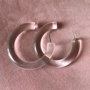 NEVER WORN clear hoops